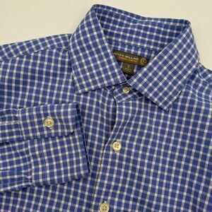 Peter Millar Summer Comfort Performance Men’s S Blue Check Long Sleeve Stretch